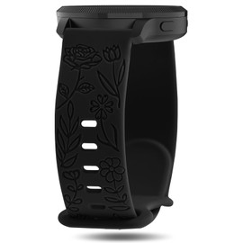 Inhosper 18mm 20mm 22mm Flower Pattern Watch Bands Compatible with Garmin Vivoactive 6/5/4/3/Venu 4/3/2/Venu 3S/Venu 2S, Soft Silicone Floral Engraved Band for Garmin Forerunner 165/245/255/265/265S