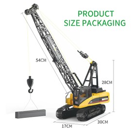 Ailejia Remote Control Truck Crawler Tower Crane Toy for Boys, 1/14 RC Truck Crane Construction Toy Tractor Digging Engineering Toy Construction Vehicle with Lights Sounds for Boys & Girls