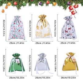 6PCS Christmas Drawstring Gift Bags Wrapping Bags Upgraded Christmas Goodie Bags for Birthday Christmas Party (multicolor-3)