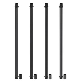 PATIKIL Straight Pipe Lamp Stems Rod Kit, 4Set M10 Carbon Steel 300mm(11.81") Long Double End Thread Rod with Coupling Nut Sleeve Connector for Table Lamps Chandeliers, Black