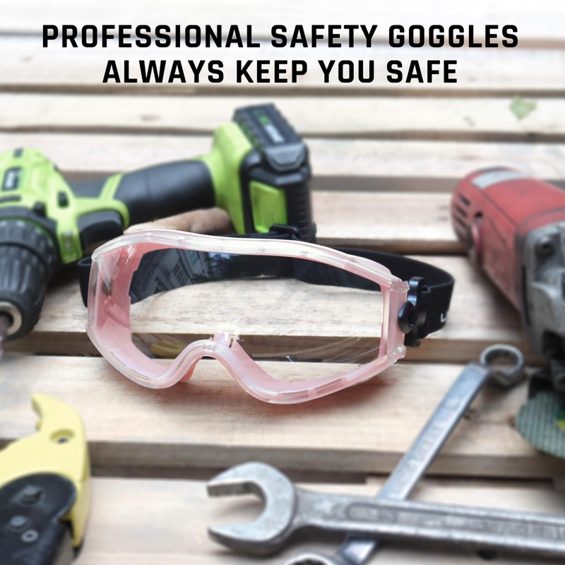 UKNOW Safety Goggles Over Glasses - Anti-Fog Clear Lens -