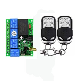 Wireless Remote Control Switch DC 12 V 24 V 36 V DC 12-36 V 4 Channels 433 MHz Radio Remote Control Relay Receiver with 2 Transmitters for Linear Drives Motor Garage Door Light Curtain
