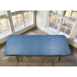 Covers For The Home Deluxe Elastic Edged Flannel Backed Vinyl Fitted Table Cover - Fashion Diamond (Blue) Pattern - Banquet - 5' x 30"