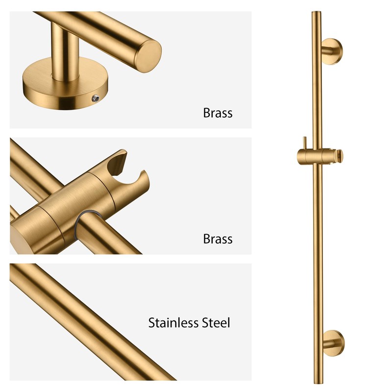 Luxier SB01-30-G 30 in. Adjustable Slide Bar for Handheld Showerheads