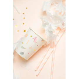 Sugar Paper Disposable Paper Cups, Party Supplies, Gold Dot Design, 8 Pack, 8 oz, Hot and Cold Drinks, Ideal for Celebrations and Events