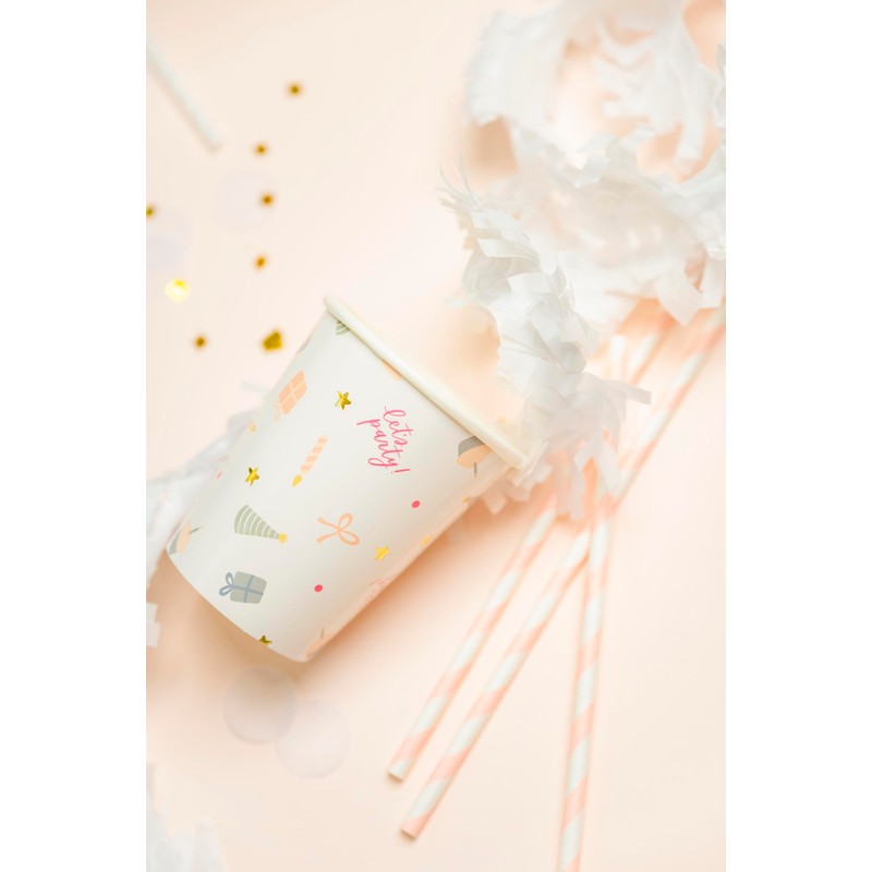 Sugar Paper Disposable Paper Cups, Party Supplies, Gold Dot Design,