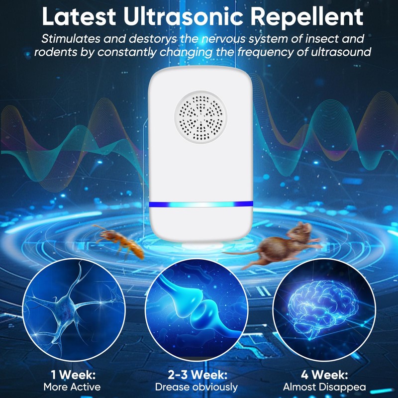 Ultrasonic Pest Repeller Indoor 6 Pcs, Electronic Pest Mouse Repellent