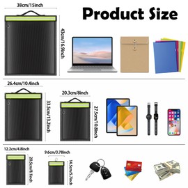 5 Pack Faraday Bags with Handle & Reflective Strip, Faraday Bag for Laptops & Tablets & Phones & Car Keys, Anti-Tracking Faraday Cages, Fireproof & Waterproof Signal Blocking Faraday Pouch