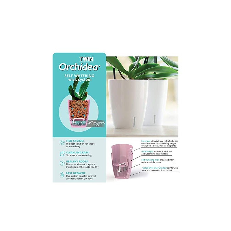 Santino 4.9 Inch ORCHIDEA Self Watering Pots for Orchids in