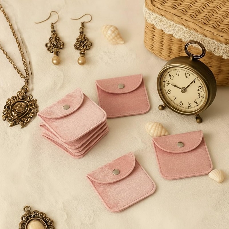 Lynkaye 10 Pcs Velvet Jewelry Storage Pouches with Snap Button