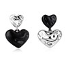 Desnuage Asymmetrical Black Silver Heart Dangle Earrings for Women Hammered