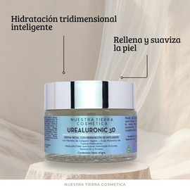 Nuestra Tierra Cosmetica Urealuronic 3D, Crema Facial Hidratante con Colágeno Vegetal y Ácido Hialurónico, 60g, para Hidratación Profunda y Reparación