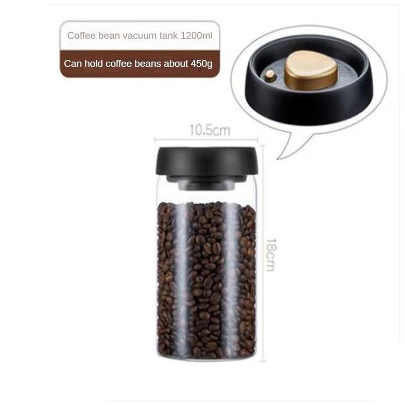 Press-Down Vacuum Glass Storage Canister with Air Release Valve, Airtight