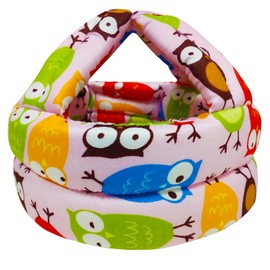 IULONEE Baby Infant Toddler Helmet No Bump Safety Head Cushion Bumper Bonnet Adjustable Protective Cap Child Safety Headguard Hat for Running Walking Crawling Safety Helmet for Kids (Pink Owl)