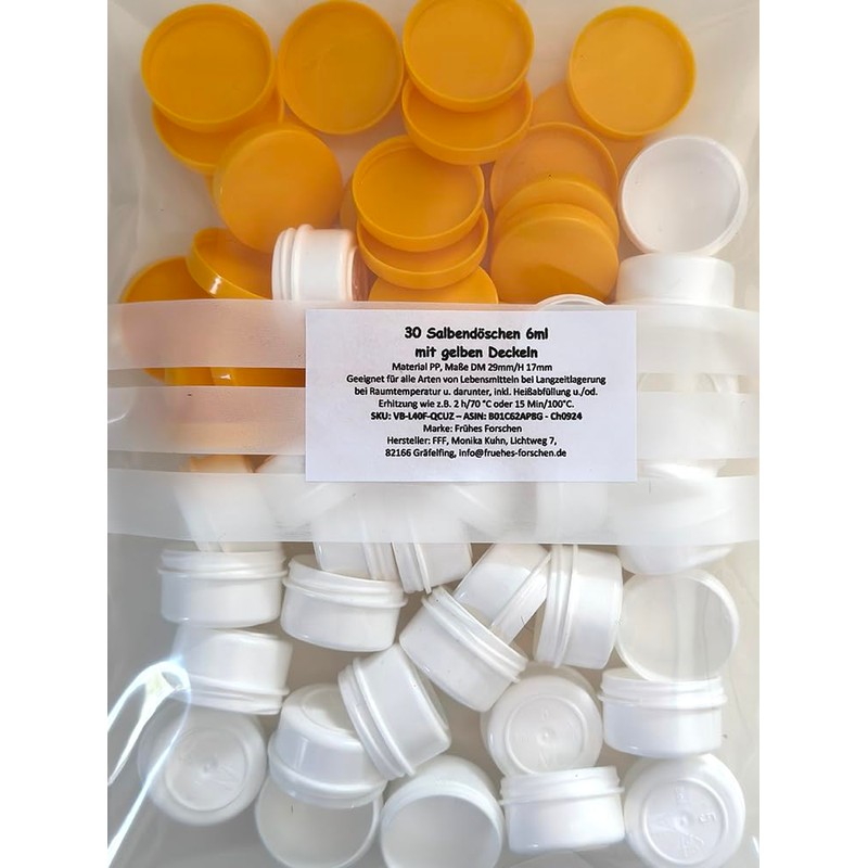 30 ointment containers, cream containers, ointment pots, 6 ml contents