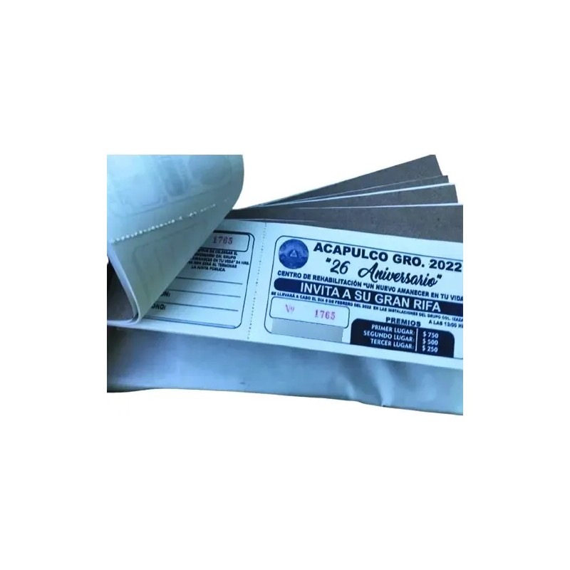 Talonarios recibos De Rifa Personalizados Con Pleca Millar
