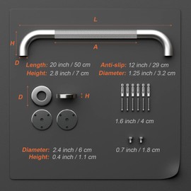 Satin Brushed Nickel Shower Grab Bars 20 Inch w/Anti-Slip knurled Grip, iMomwee Stainless Steel Wall Mount Bathroom Safety Balance Handrail, Handicap Elderly Senior Assist Textured Grab Bar Handle