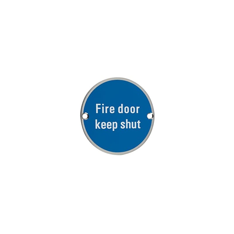 IRONZONE SGN010SSS Fire Door Keep Shut Signage - 76mm Diameter,