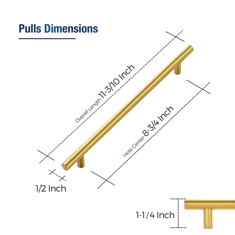 JOY DECOR 15 Pack Cabinet Handles, Gold Cabinet Pulls, 8-3/4
