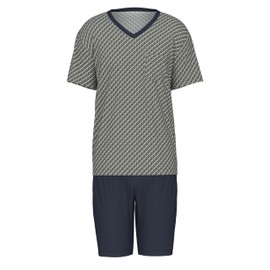 CALIDA Relax Imprint Men's Short Pyjamas, Made from 100% Cotton, Easy Care, Elastic and Dimensionally Stable, in Single Jersey, Laurel green