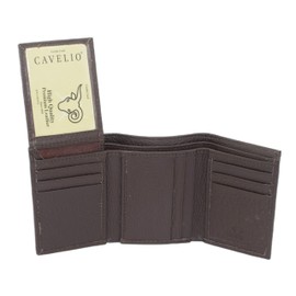 Cavelio RFID Blocking Trifold Cowhide Leather Wallet for Men with Flap Up ID Holder (Brown)