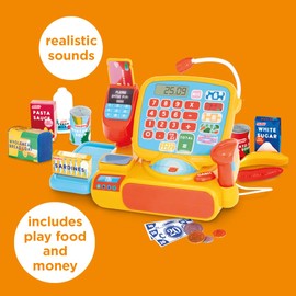 Casdon Cash Register. Toy Shopping Till Set with Working Calculator, Scanner, Pretend Money, Play Food, and More. Suitable for Preschool Toys. Playset for Children Aged 3+
