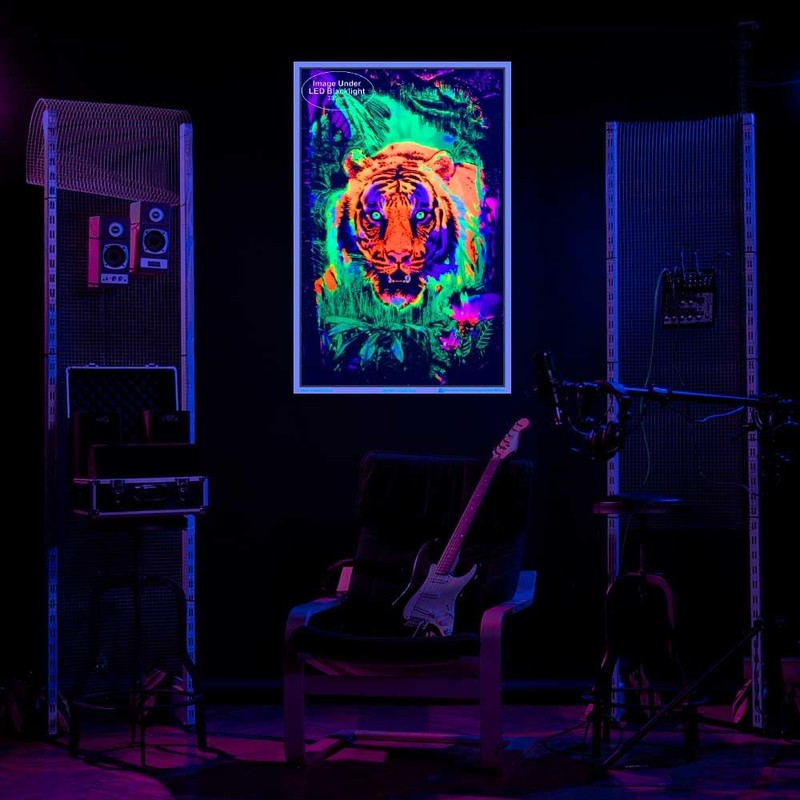 Opticz Jungle Tiger Blacklight Reactive Poster Blacklight Poster 23 x