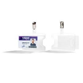 Durable reXycle® 896119 ID Card Holder with Clip for 1 Card, Card Holder Made of 70% Recycled PP, Pack of 25, Transparent,