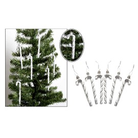 Pack of 6-13CM Glitter Candy Cane –Christmas Tree Hanging Decoration Bauble Xmas Ornament (Silver)