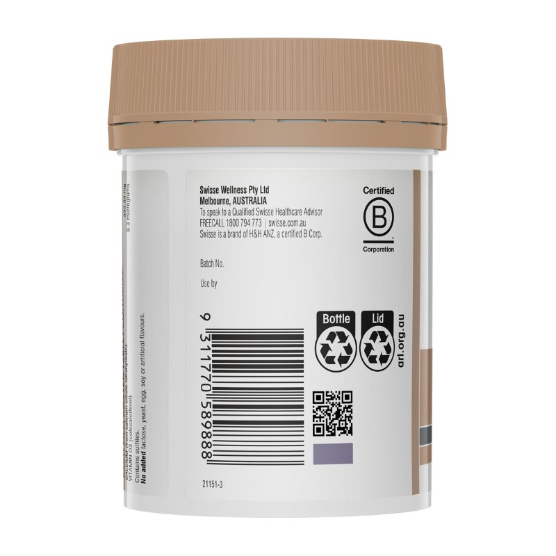 Swisse Ultiboost Calcium + Vitamin D 90 Tablets