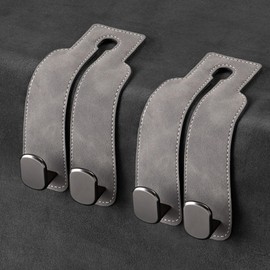 Amelity Headrest Hooks for Car, Car Hooks for Purses and Bags, Purse Hook for Car (Grey-2 Pack)