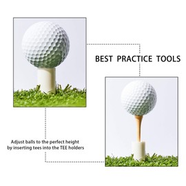10 Set Golf Rubber Tee Holder Set for Driving Range Golf Practice Mat Indoor Outdoor Size 1.5 Inch (10 Golf Rubber Tee Holders, 10 Bamboo Tees)