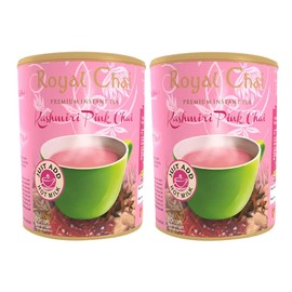 Royal Chai Kashmiri Pink Unsweetened Tub 400g (Pack of 2) – Premium Instant Tea – Kashmiri Tea – Natural – Instant Kashmiri Indian Tea
