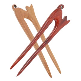 DOITOOL 2pcs Classic Cat Design Wooden Hair Stick Women's Hair Bun Fork Hair Accessories for Girls