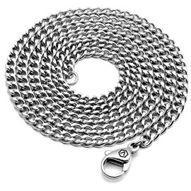 Venicebee 24 Inch Stainless Steel Cuban Link Necklace Hypoallergenic Silver C...