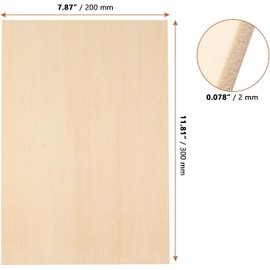 SHSHbuy Craft Wood Panels, Pack of 10 Plywood Panels, Balsa Wood Panels, Plywood 300 x 200 x 2 mm Plywood Board for DIY Model, Arts and Crafts, Paintings