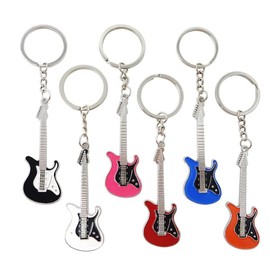 NISCAYA 6PCS Alloy Guitar Keychain - Cute Bass, Mini and Electric Guitar Keyring - Rock Band Key Holder Instrument for Music Lovers