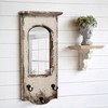 Rustic Entryway Arched Wall Mirrors with 3 Metal Hooks 12"