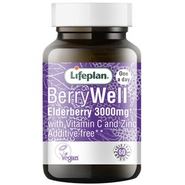 Lifeplan BerryWell Elderberry 3000mg Supplement with Sambucus, Vitamin C + Zinc (60 Capsules) — 60-Day Supply