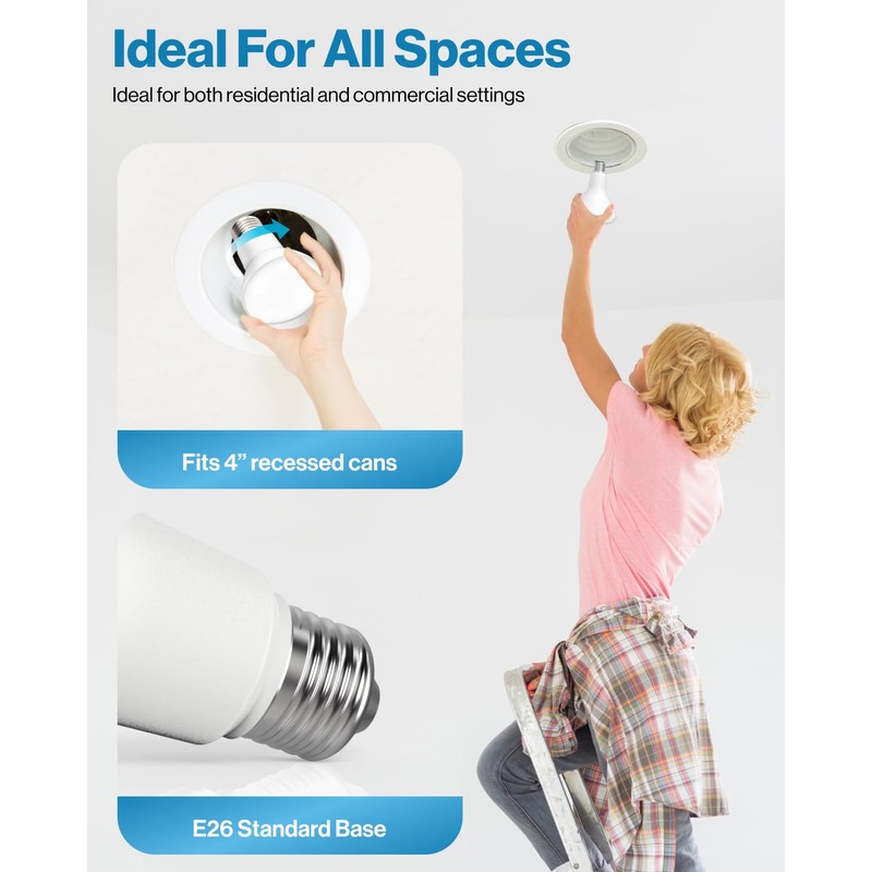 Sunco BR20 LED Bulb Dimmable, Small Recessed Lighting Bulbs, R20