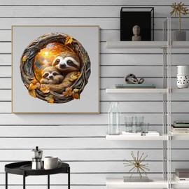 SECOGM Wooden Puzzle Adults, 100 Pieces 3D Parent-Child Sloth Wooden Puzzle Adults, 21.5 x 21.5 cm Wooden Puzzle, Irregular Shape, Premium Wooden Puzzle Gift Box