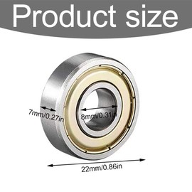 EYVRPAU 8 Pieces Skateboard Bearings, Double Shielded Small Bearings, Replacement Parts for Longboard Roller Skates (608ZZ) (Silver)
