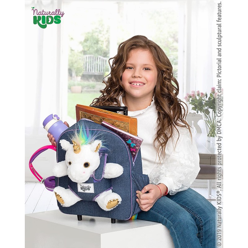 Naturally KIDS Rolling Backpack for Girls, Toddler Luggage for Girls,