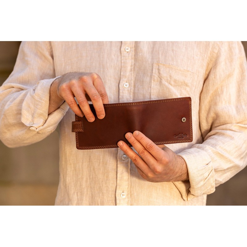 Gusti Gustav Men's Leather Wallet, brown, Retro