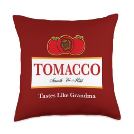 Meta Cortex Smooth and Mild Tomacco-It Tastes Like Grandma Throw Pillow, 18x18, Multicolor