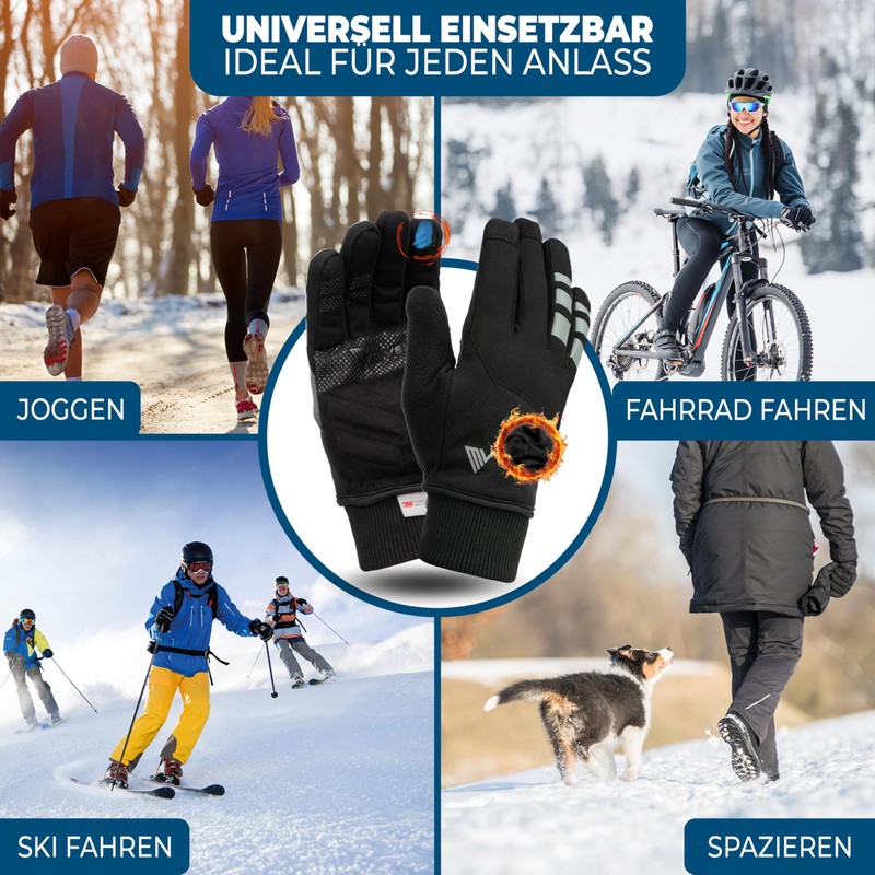 MIVELO Cycling Gloves with Thermal Fleece, Waterproof & Windproof Gloves,