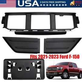 Unbranded For 2021-23 Ford F150 Front Bumper Cover Lower Grille Trim License Bracket 4PCS