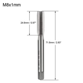 sourcing map Metric Machine Tap M8 x 1 H2 High Speed Steel 3 Straight Flutes Screw Tapping Threading Machinist Repair DIY Tool 2pcs