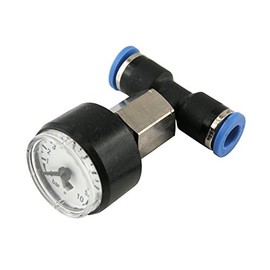 Pressure gauge for cable installation, pneumatic plug connector (connection: 4 mm, display range: 0-10 bar)