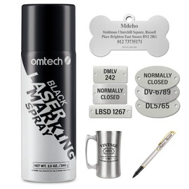 OMTech Laser Marking Spray, Metal Laser Marking Fluid for CO2 Laser Engravers, 13oz Aerosol High Contrast Black Spray for Laser Engraving Metal, Laser Ink Agent for Aluminum Stainless Steel Brass More
